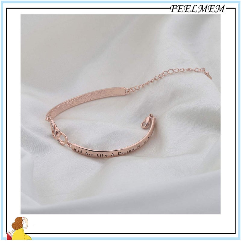 FEELMEM Daughter-in-Law Gift Bracelet You Were Hand Chosen by My Son and Are Like A to Me Gift for Daughter in Law (bar-rose gold) - Image 5